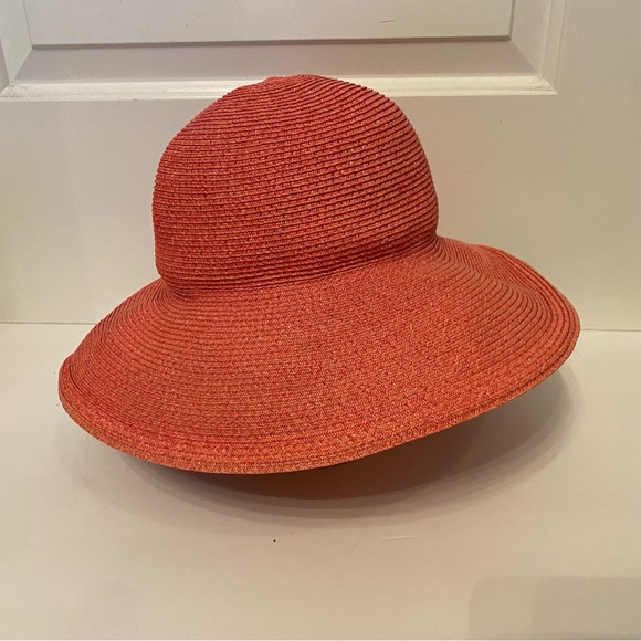 ERIC JAVITS HAT PINK WIDE BRIM STRAW SUN PACKABLE SQUISHEE USA main image 5
